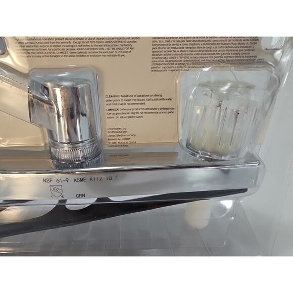 Road & Home Chrome Double Handle Low-Arc Kitchen Faucet w/Deck Plate [C7] - Picture 14 of 16